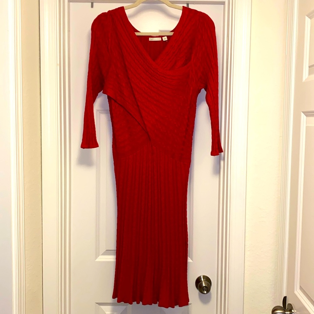 Final Price- Red Cable Knit 3/4 Sleeve Dress